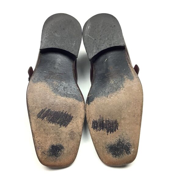 Giroux Italy Brown Leather Monk Strap Men Shoes 9.5 Square Toe Dress Formal main image 5